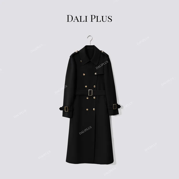 DALI PLUS“绵羊毛+羊绒”翻领双排扣轻奢毛呢大衣-D5CH4873-1