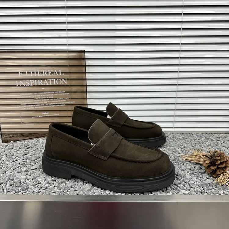 男士轻奢高档手工皮鞋透气防滑百搭时尚乐福鞋商务休闲皮鞋豆豆鞋