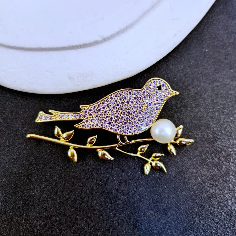 铜胸针 1002 高定轻奢时尚款小鸟胸针男士女士衣服胸花配饰