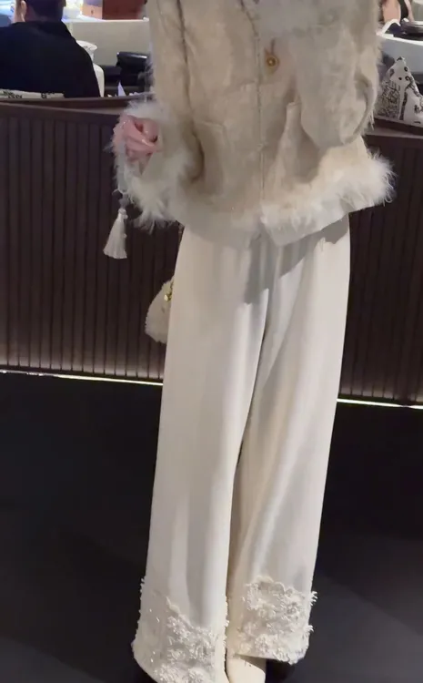 【婷婷】《花影裤》自留百搭神裤 加厚款秋冬阔腿裤 TT2SQTY2585