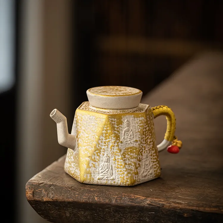 茶壶鎏银壁画壶银壶功夫茶具单壶家用泡茶神器德化荏仟堂陶瓷茶具