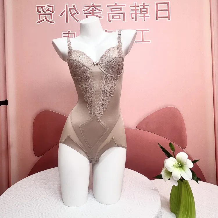 有钢圈紧版带文胸罩一体式收腹束腰提臀美背塑形美体显瘦女连体衣