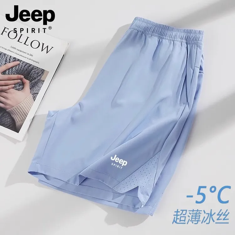 jeep大码冰丝运动短裤男女款夏季2025新款休闲宽松速干跑步五分裤