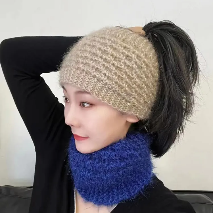 毛线时尚百搭针织帽保暖妈妈帽毛线帽松鼠绒秋冬堆堆帽双层加厚女