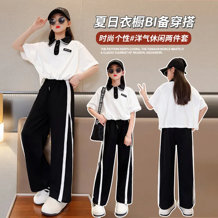 女童夏季套装2025新款网红儿童时髦洋气衣服女大童夏装短袖两件套