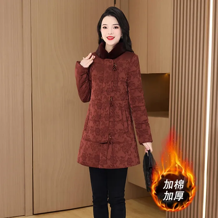 【现货】23674泓澄茂冬季新款优雅气质休闲时尚大气修身棉服