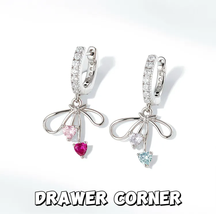 钛钢锆石耳饰 丝带蝴蝶结造型耳饰高级锆石镶嵌钛钢直针耳扣耳钉