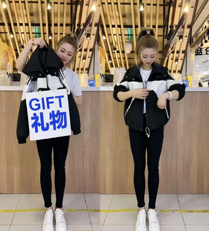 （加棉款）2025冬季新款连帽撞色拼接设计款口袋拉链时尚百搭外套