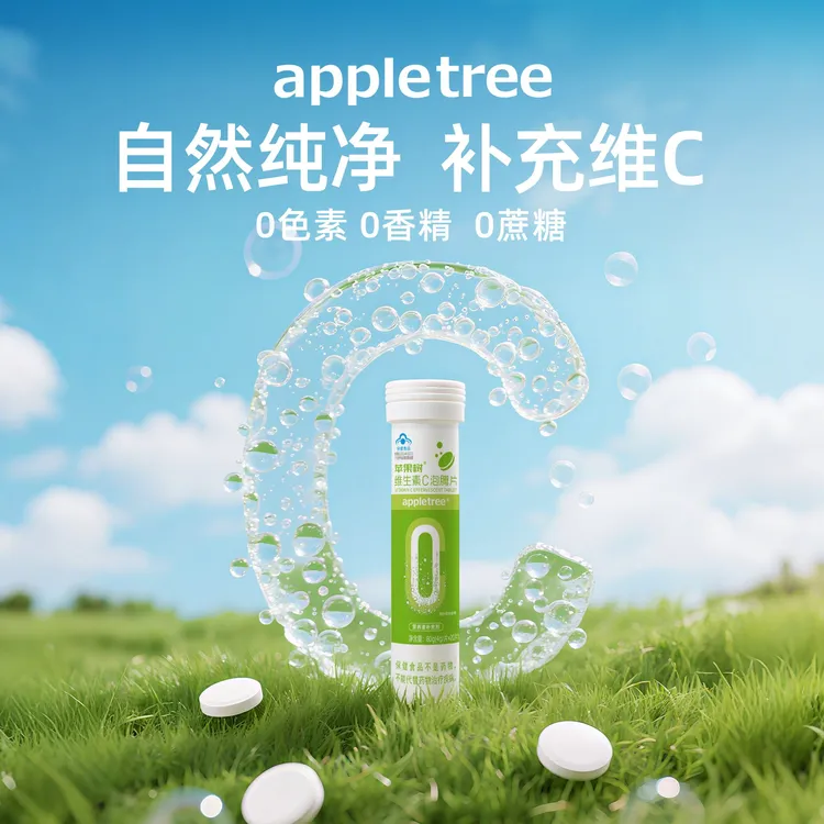 苹果树appletree泡腾片维生素C正品成人儿童补充维他命C