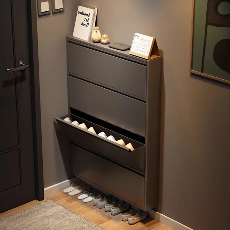 钢制新款鞋柜翻斗式超薄入户门口走廊靠墙简约家用隐形收纳小鞋架
