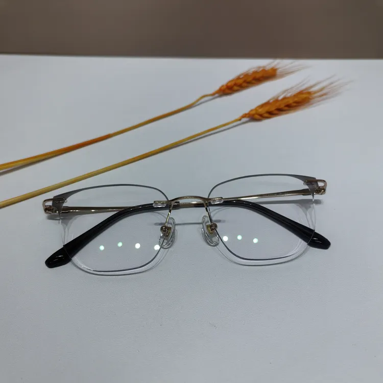 时尚复古眉毛商务无边框眼镜大脸显瘦镶边防蓝光辐射可配度数男女