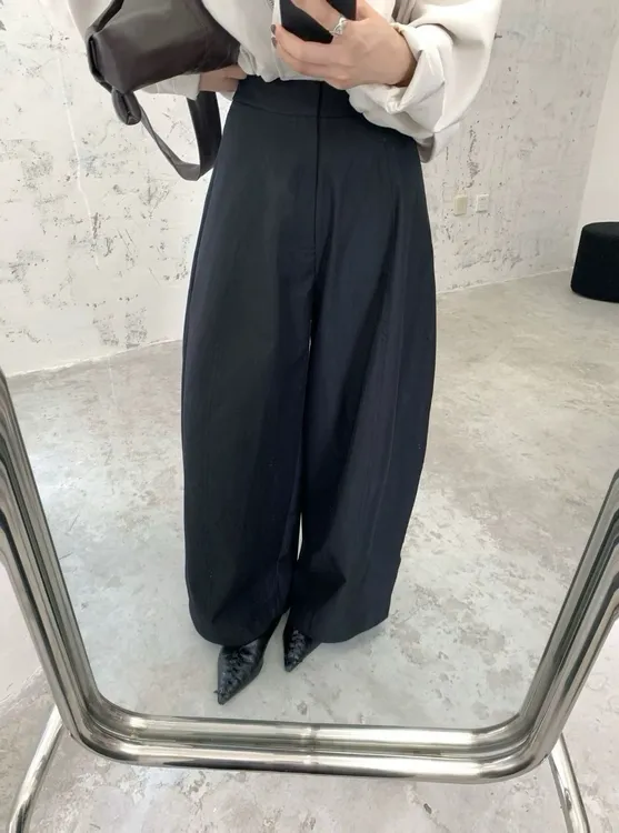 秋季时尚新款韩版宽松显瘦百搭休闲弯刀裤女松紧高腰直筒阔腿裤