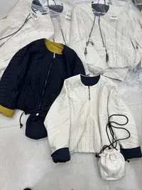 2025秋冬新款韩版宽松圆领压格配包包外套2376