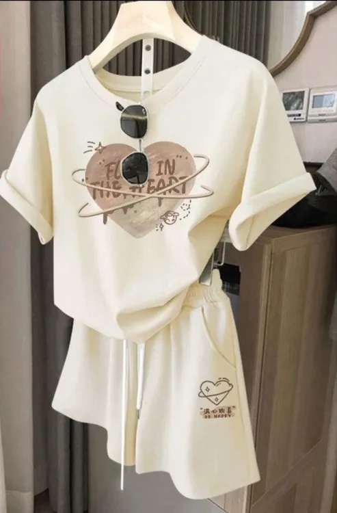 1047运动套装女2025年新款夏季休闲时尚短袖宽松短裤网红减龄韩版