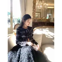 【盒子专享】璀璨星河 圆领系带镂空拼接感蝴蝶结装饰扣短款开衫