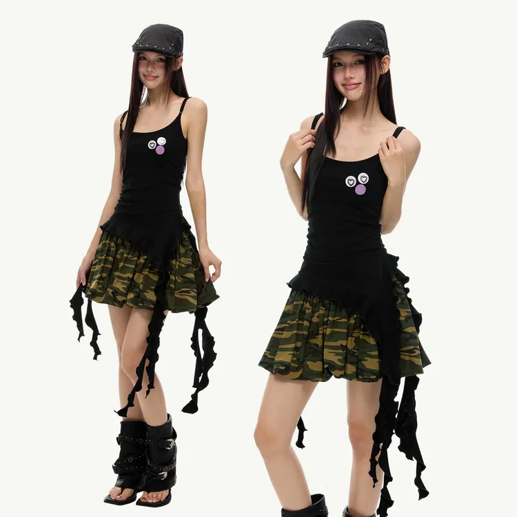 EZEK美式流苏飘带条纹吊带背心女2025年夏季新款辣妹修身显瘦上衣