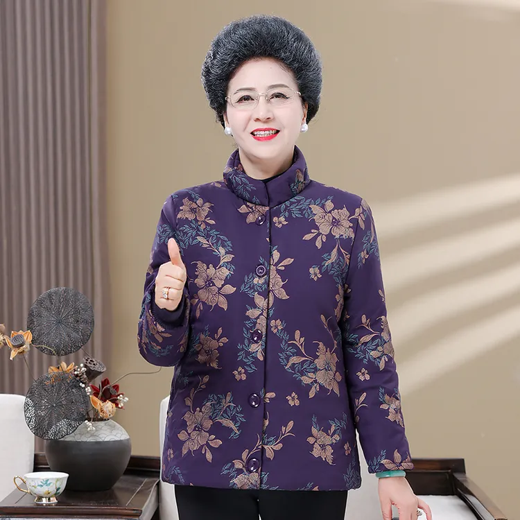 妈妈棉袄外套中老年人加厚棉衣加绒棉服冬季奶奶老太太保暖冬装