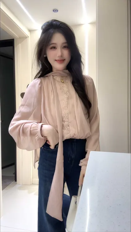 法式小众气质复古飘带衬衫蕾丝边女秋季宽松显瘦V领百搭