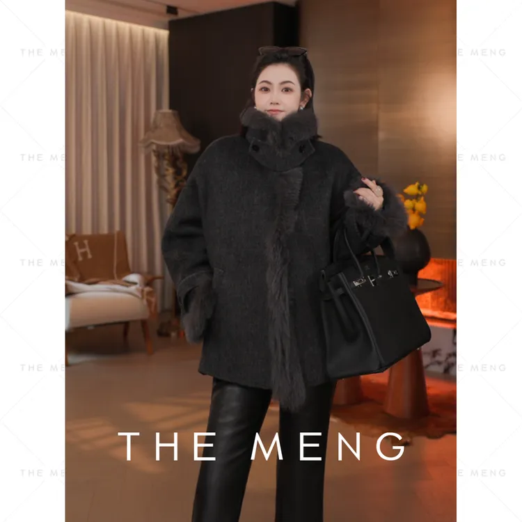 THE MENG【殿堂】高克重绵羊毛狐狸毛领锁温大衣#M254K1841