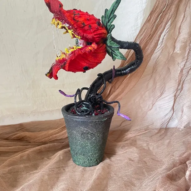 扭扭棒手工食人花带盆398