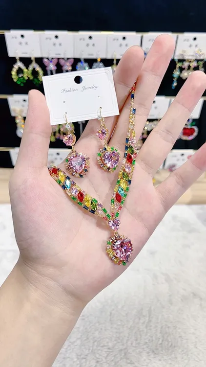 铜合金锆石项链 铜合金爱心海洋之心光彩夺目超仙时尚爆款饰品