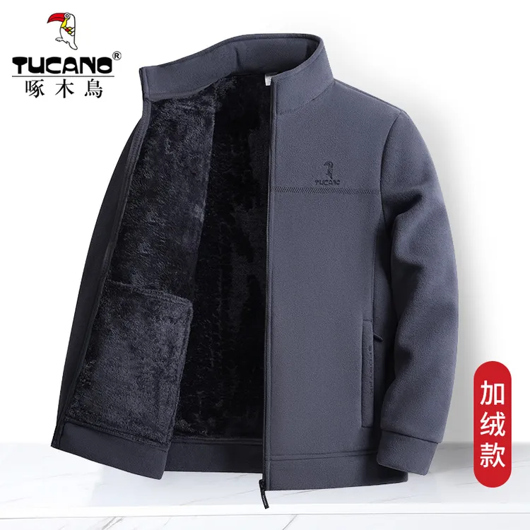 TUCANO/啄木鳥秋冬双面摇粒绒外套男户外抓绒爸爸宽松保暖春夹克