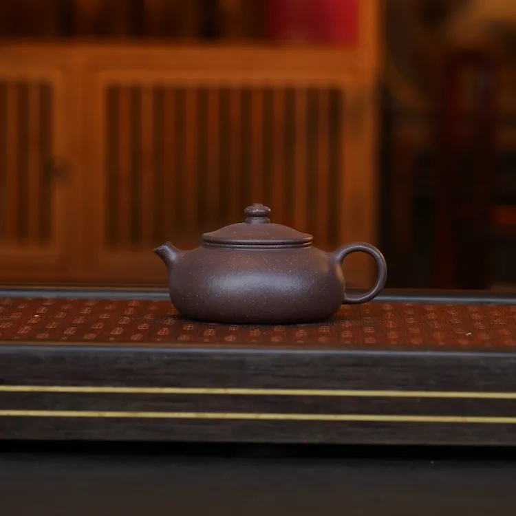 CZP粗砂天青[寒江160CC]原矿水平壶手工紫砂壶纯手工茶壶全手工