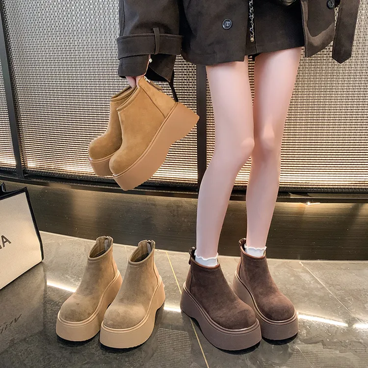 2025跟高7厘米时尚马丁靴棉靴冬季休闲风