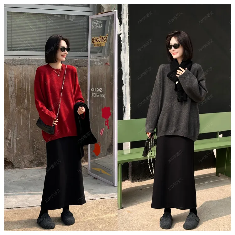 焦思文 冬季时尚休闲洋气宽松慵懒百搭圆领毛衣251114Y02