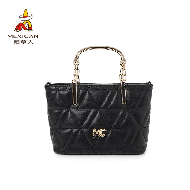 稻草人头层牛皮包精致手提包轻奢斜挎简约菱格经典菱格手拎包