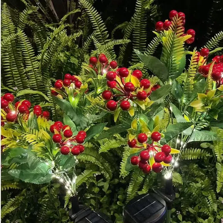 太阳能led户外庭院草坪仿真红豆高级感花园地灯太阳能灯庭院灯