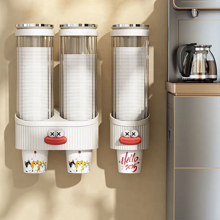 家用防尘一次性杯子取杯架免打孔无痕挂壁式纸杯架壁挂纸杯收纳架