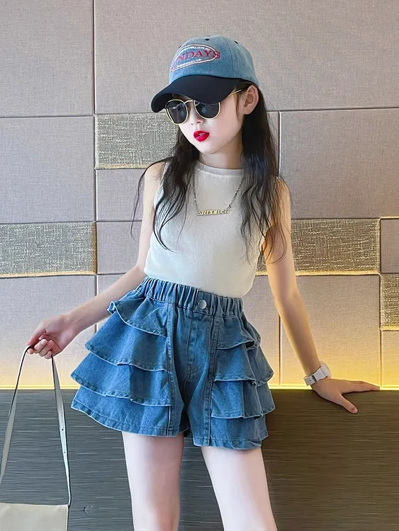 女童背心洋气夏装2025新款儿童纯色小吊带夏季女大童百搭无袖t恤