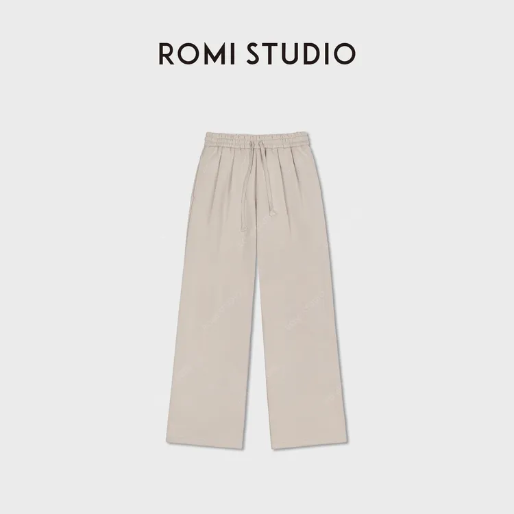 ROMI STUDIO“温暖松弛”棉质绒感加厚松紧腰宽松直筒裤 RWCWXX6634