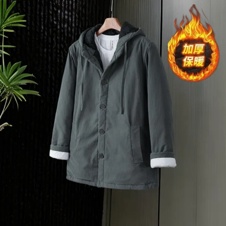 纯棉新中式【连帽款】冬季加厚保暖棉衣男中长款外套棉袄宽松棉服