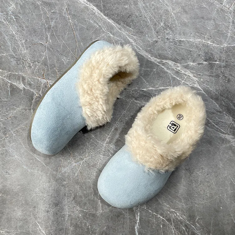 冬季爆款蓝色时尚休闲毛绒保暖雪地靴女皮毛一体二棉鞋女勃肯鞋子