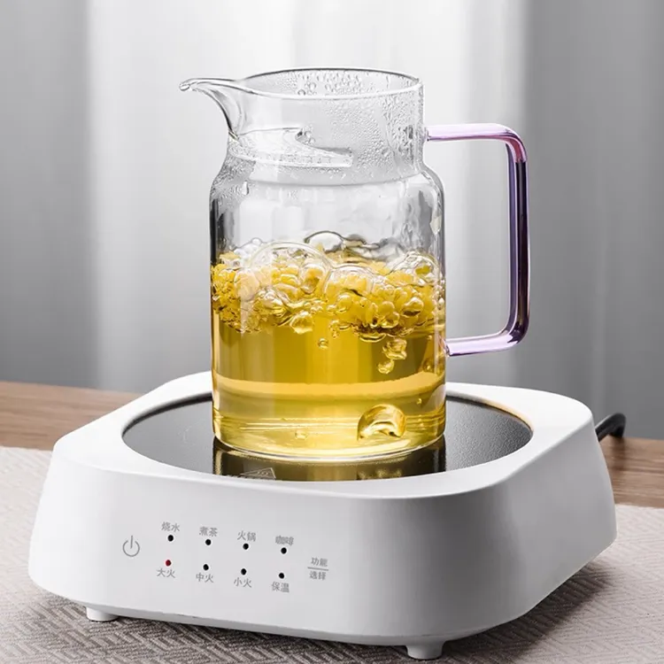 高硼硅玻璃新款大容量一体月牙杯紫色把手分茶器茶海