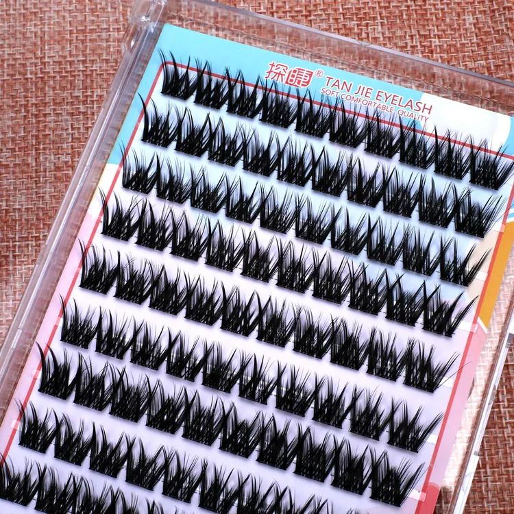 免胶单簇分段式假睫毛超软浓密自然卷翘适合新手