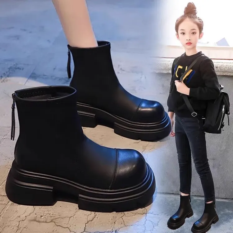 女童马丁靴2025新款秋冬季儿童靴子中大童短靴加绒棉靴洋气公主靴