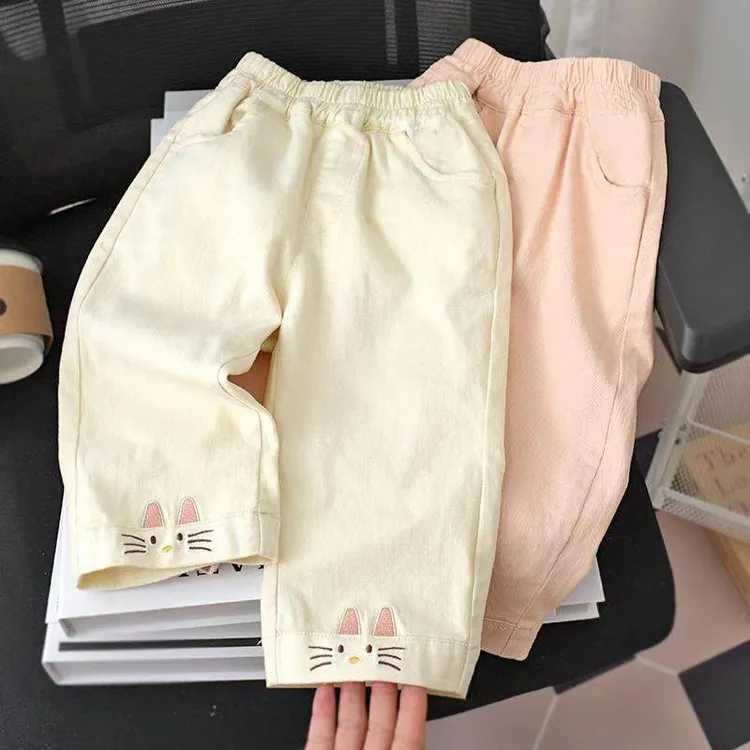 女童裤子春秋款纯棉2025新款洋气宝宝休闲裤春季韩版小女孩直筒裤