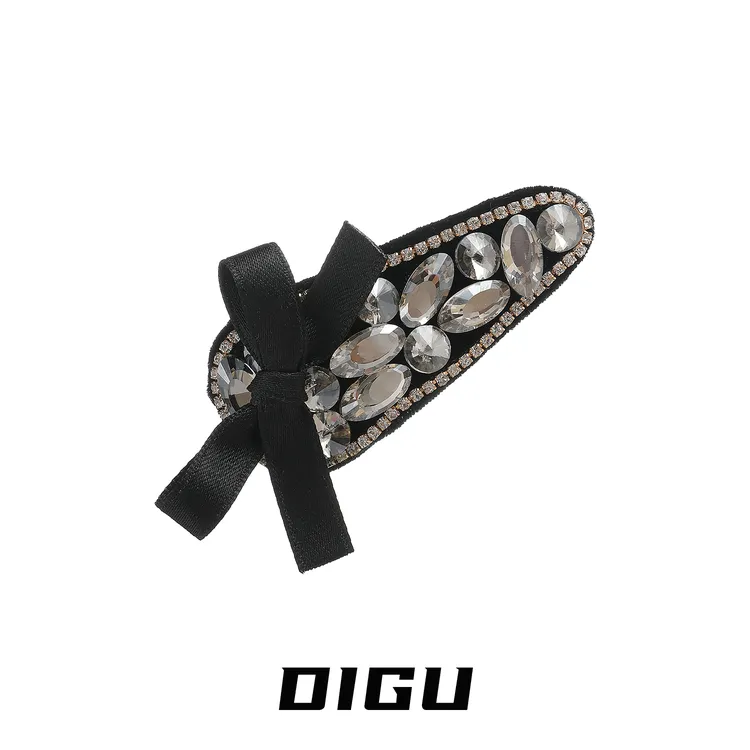 嘀咕家气质千金 精致闪钻蝴蝶结发夹头饰轻奢侧边夹刘海夹发饰