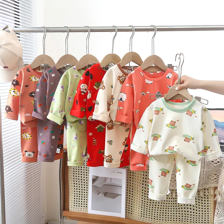 儿童睡衣套装秋季莱卡棉宝宝内衣男童家居服女童秋衣秋裤童装婴儿