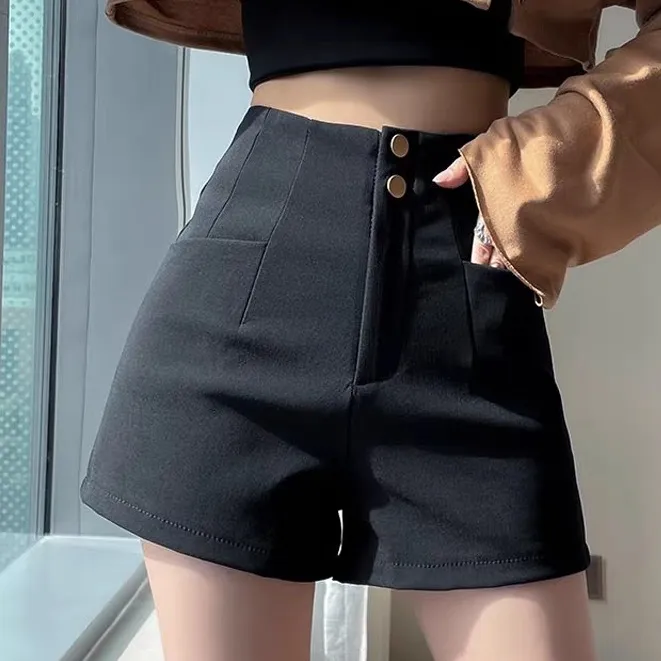 黑色西装女夏外穿高腰显瘦弹力a字下秋装女款爆款2025新款