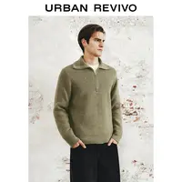 【HOT】UR2025冬季新款男装流光风半拉链针织衫UMM950019