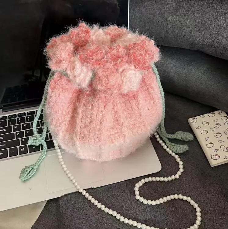 手工DIY编织桃桃莓莓粉渐变玫瑰花束包材料包送女生礼物