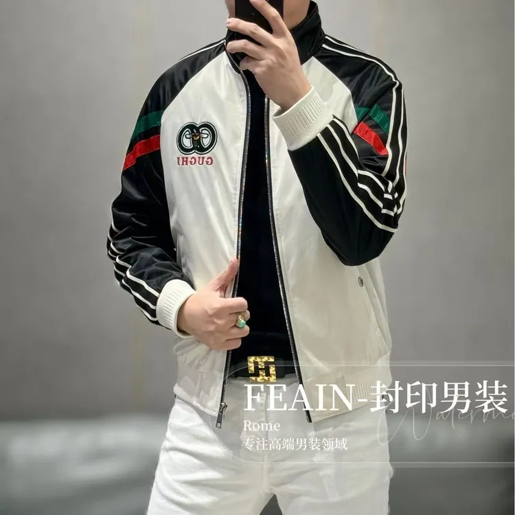 高端男士立体刺绣插肩袖设计加棉夹克8068