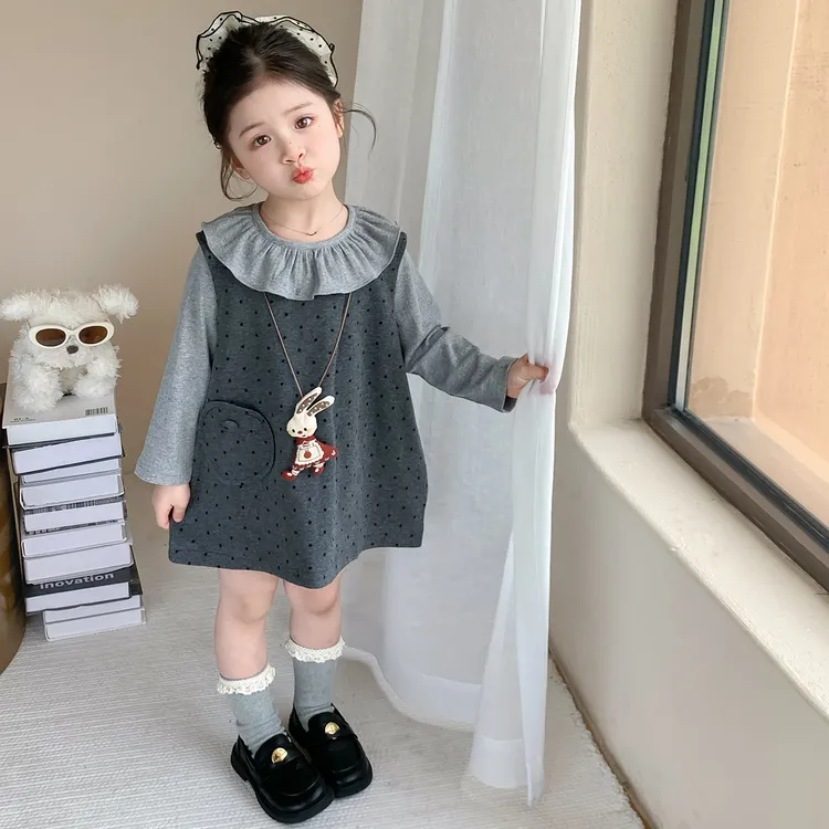 女童连衣裙秋装2025新款洋气儿童背心裙套装女孩秋季长袖公主裙子
