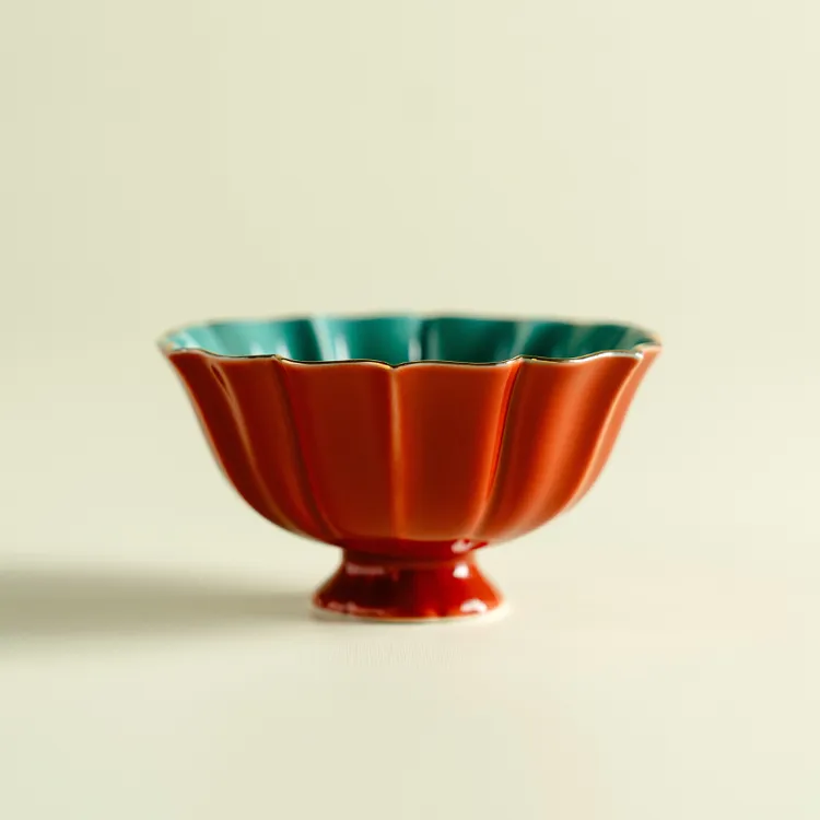 赞朴故宫红陶瓷主人杯红莲瓣茶杯花口杯品茗杯喝茶杯单杯高档茶具