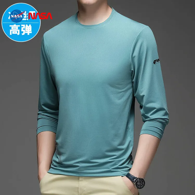 新款夏季男装T恤户外休闲薄款冰丝运动宽松圆领青春活力撞色聚酯