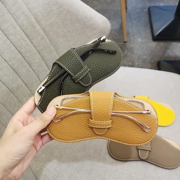 简约真皮眼镜盒便携近视眼镜收纳袋时尚男女墨镜眼镜包保护套